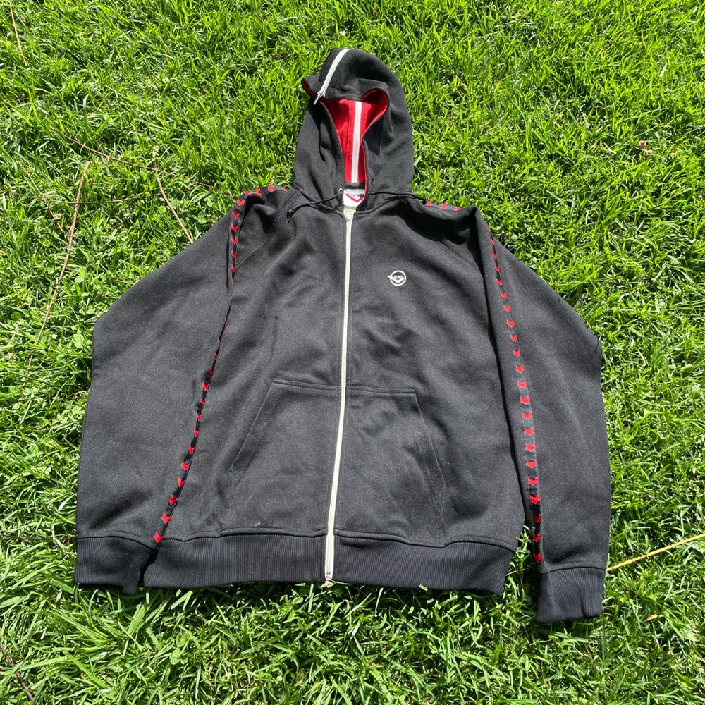 Vintage Pony Hooded Track Jacket Zipper 90s Grunge Emo Punk Mod Large